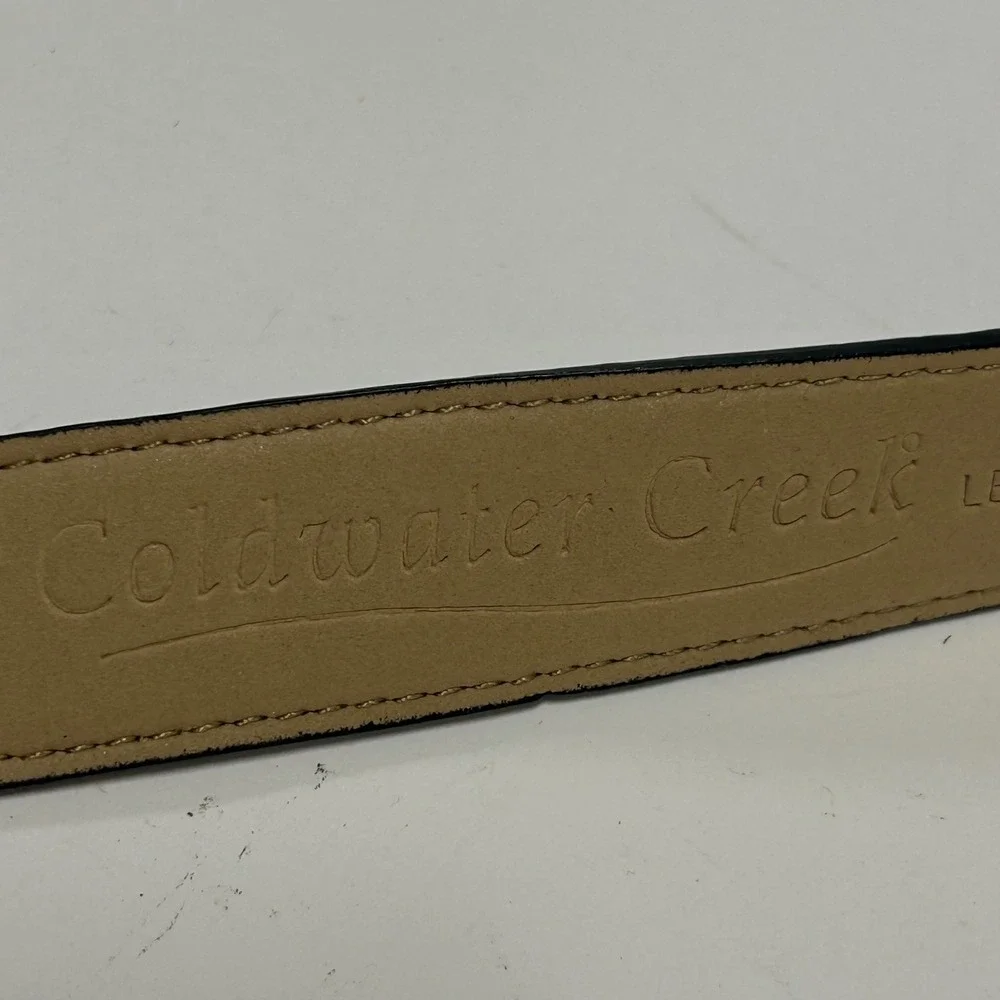 Coldwater Creek Black Croc Leather Western Belt Silver Ornate Buckle 2X 2007